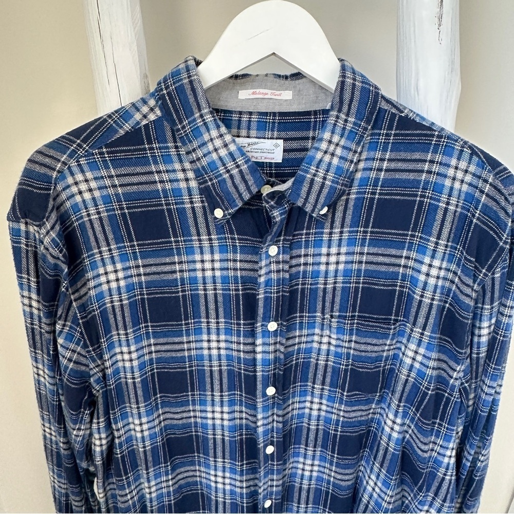 Gant Rugger Men's Melange Twill Blue and White Flannel SZ XXL